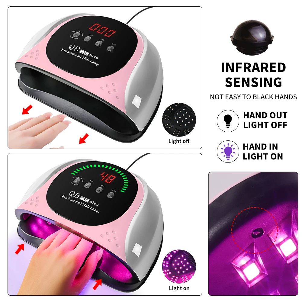 UV 네일 램프 LCD 대형 스크린 네일 드라이어, 자동 센서 포함, 57 LED, 모든 젤 건조 네일 광택제 도구 경화에 적합