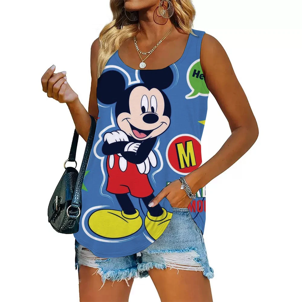 

Kawaii Disney Mickey Mouse Women's Vest T-shirt Lovely Leisure 3D Print Ladies Fashion S-3XL Cheap Clothes New Summer Y2k