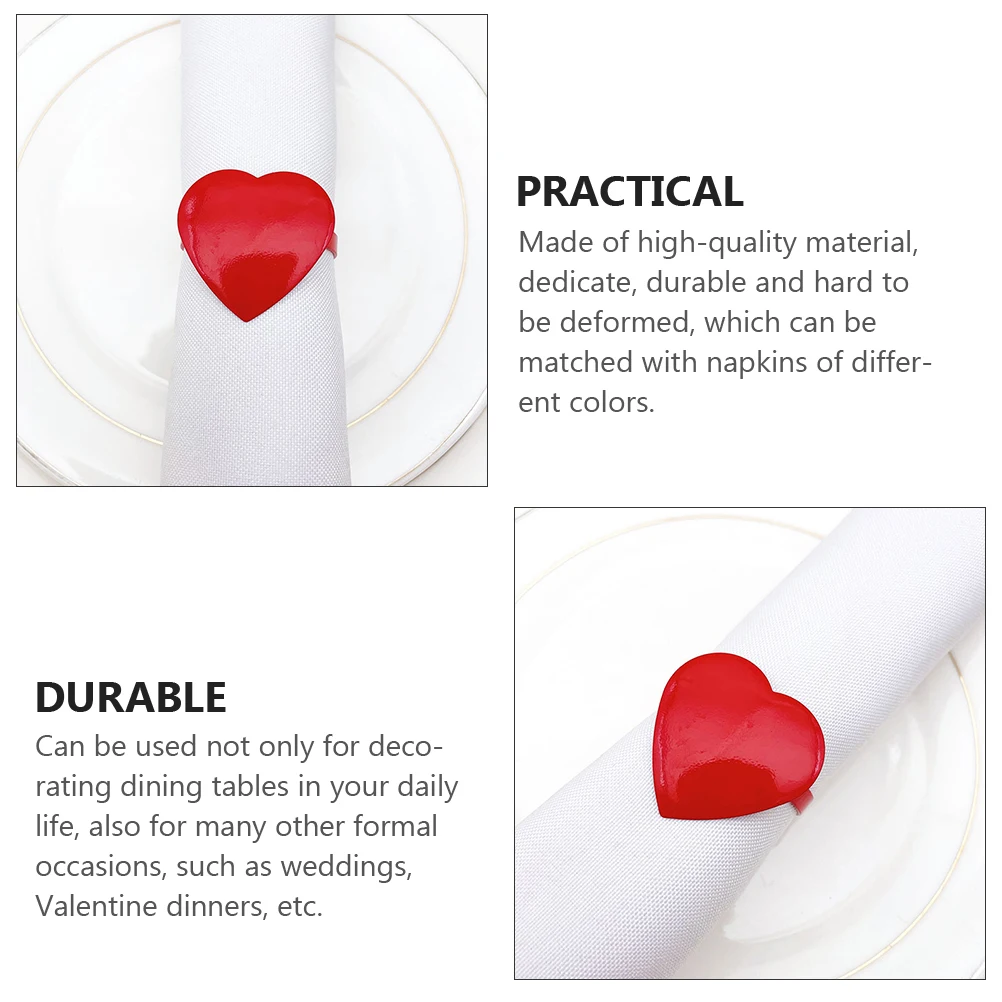 

4 Pcs Love Napkin Ring Cloth Rings Holder Buckles Napkins Farmhouse Valentines Valentine's Day Decor Christmas