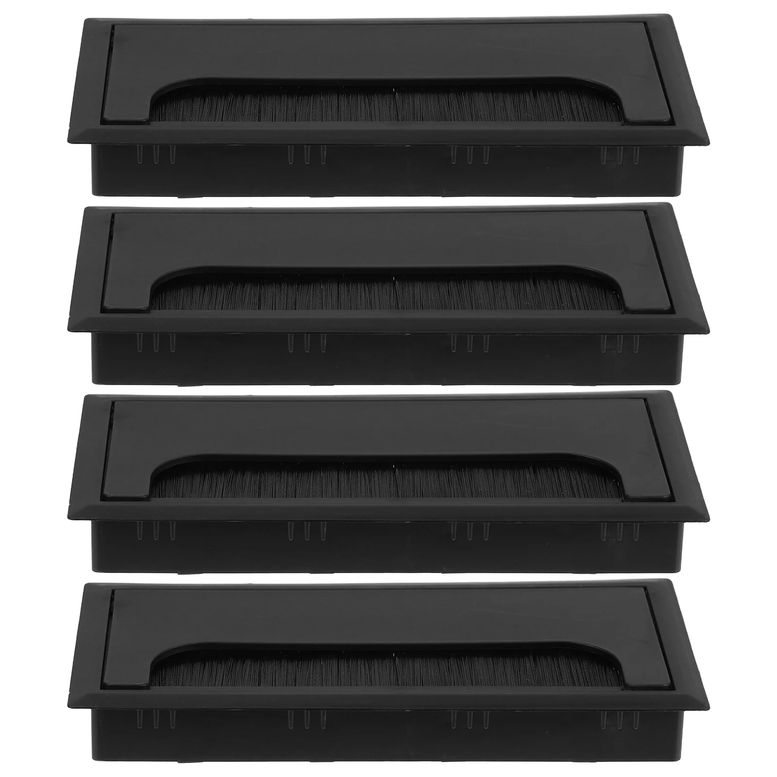 4 pçs de plástico preto mesa grommet caixa escova cabo buraco capa escritório fio gestão poeira livre espaço trabalho mesa fio buraco capa