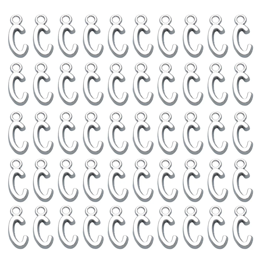 Pendentifs en alliage avec lettres anglaises, 50 pièces, breloques pour collier, Bracelet, boucles d'oreilles, porte-clés, accessoires de collier, DIY