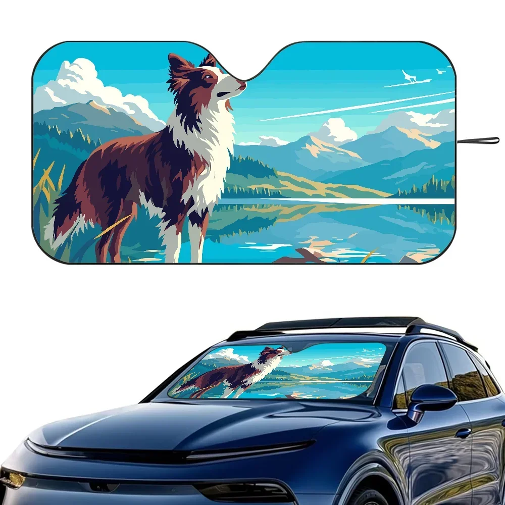 

Border Collie Car SunShade Heat-insulating Aluminum Film Windshield Sunshades UV Rays Blocks Car Sun Visor Protector