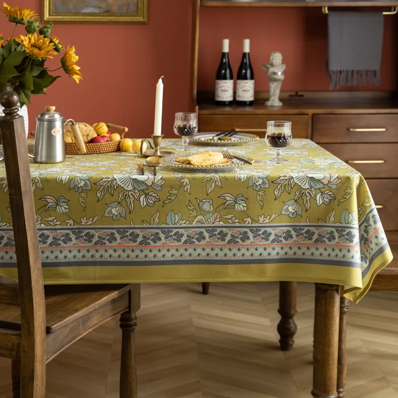 American High-end Light Luxury Dining Table Cloth Tablecloth Retro Rectangular Home Living Room Pastoral Style Tablecloth