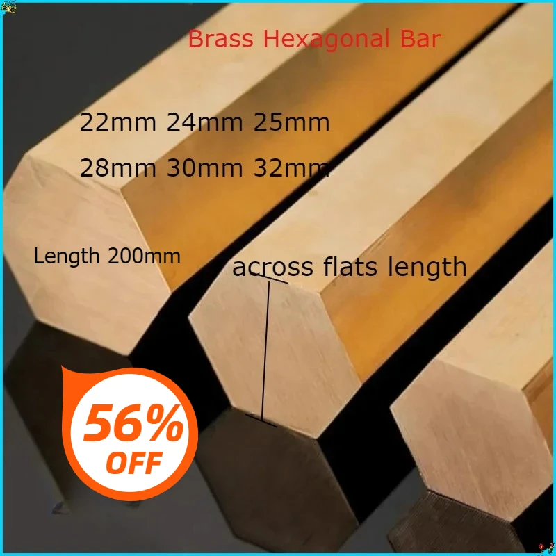 Brass Hexagonal Bar, Brass Hex Rods  22mm 24mm 25mm 26mm 28mm 30mm   L=200mm