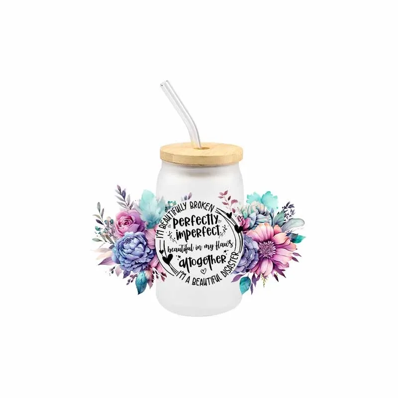 DIY Christmas UV DTF 3D Transfer Sticker Wraps Cup Animals Cow Owl Santa Claus 16 OZ Glass Cup Decals