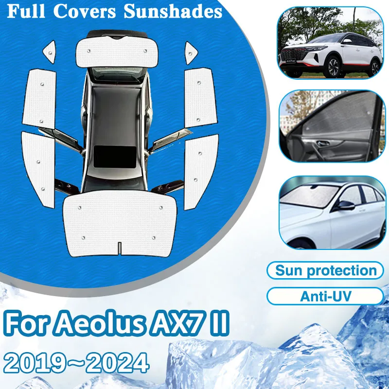 

For Dongfeng Aeolus AX7 II Pro 2019~2024 2021 2022 Sunshades Full Coverage Windshield Car Sun Shades Anti-UV Curtain Accessories