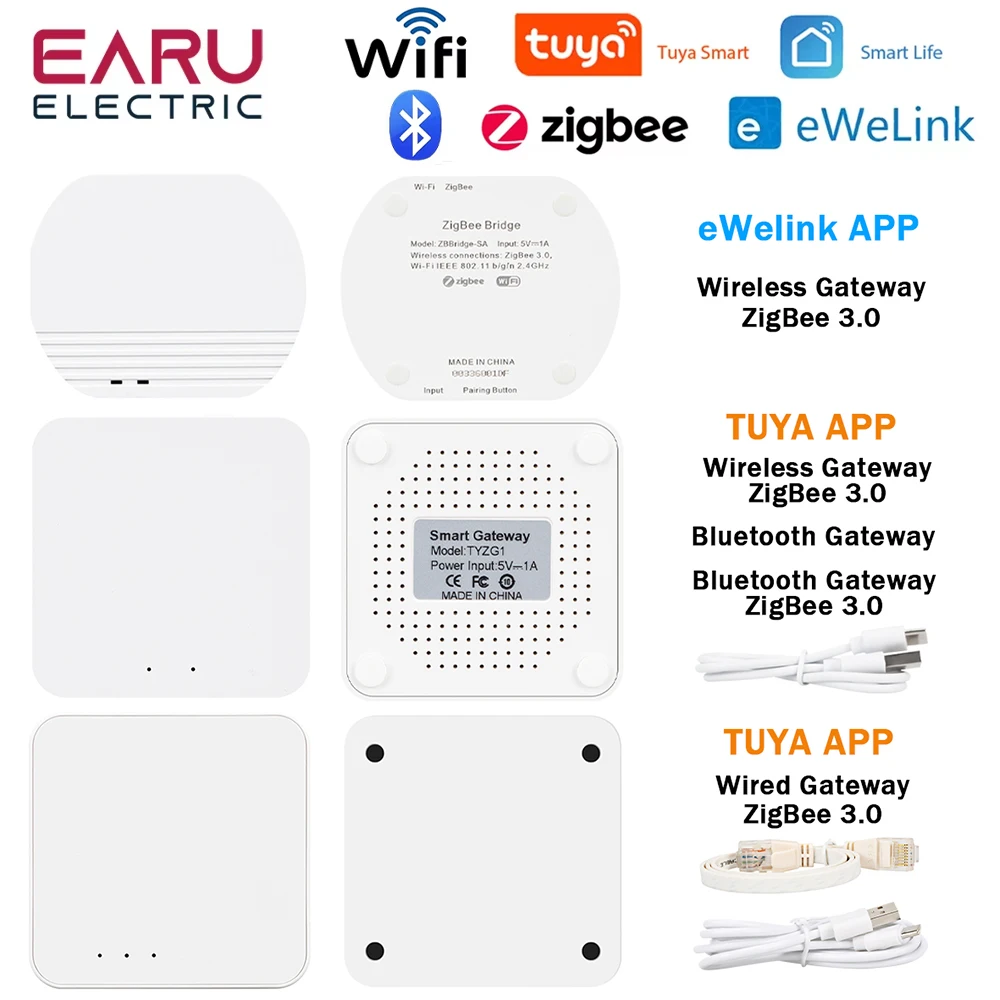 Tuya eWelink Zigbee 3.0 Gateway Hub Bluetooth Smart Home Wireless Bridge Smart Life APP Remote Control Works with Alexa Google