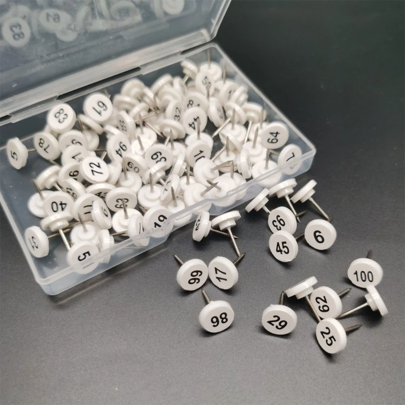100Pcs Round Numbered Pushpins Map Pins Decorative Thumb Tacks for Office School Bulletin Boards Photo Wall Decoration