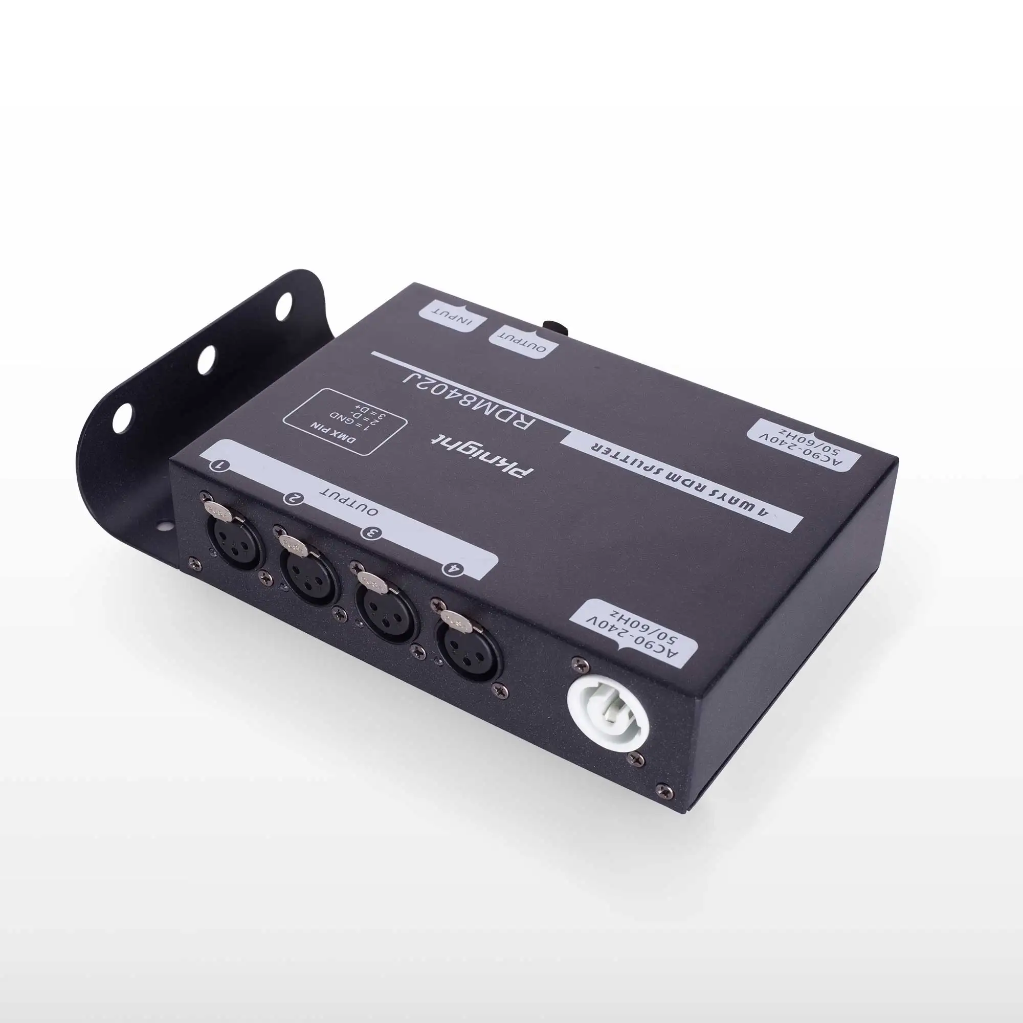 Pknight 4-Channel DMX & RDM Splitter with Optical Isolation and PowerCON Linking Signal Amplifier Distributor for stage lighting