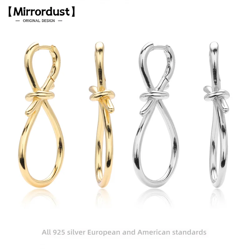 

【Mirrordust】s925 Sterling silver simple8Twisted and Wrapped Long Earrings Creative Personality Butterfly Knot Earrings