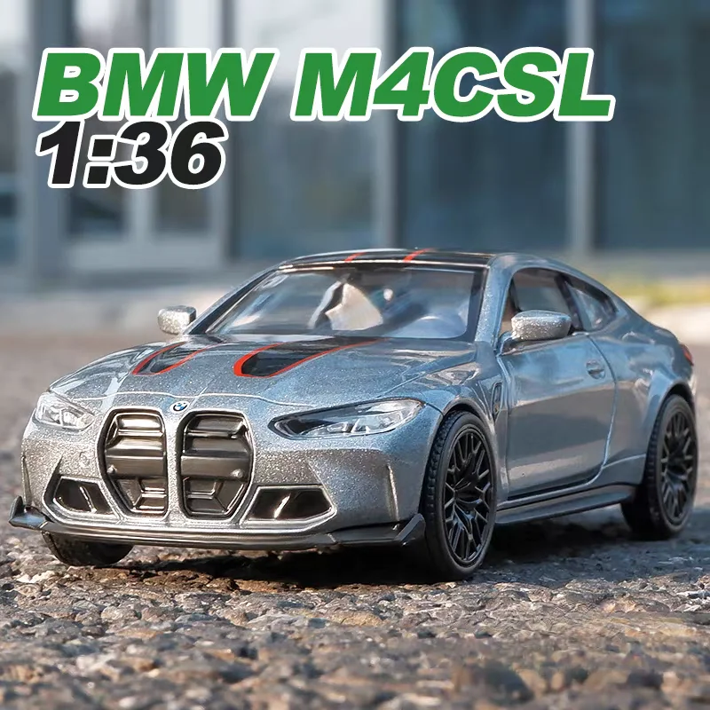 BMW M4 CSL Coupe Symulacja Wykwintny Model Odlewany i Zabawka Samochodowa z Napędem Pull Back RMZ City 1:36 Kolekcja Modeli ze Stopu Metalu Prezent dla Dzieci