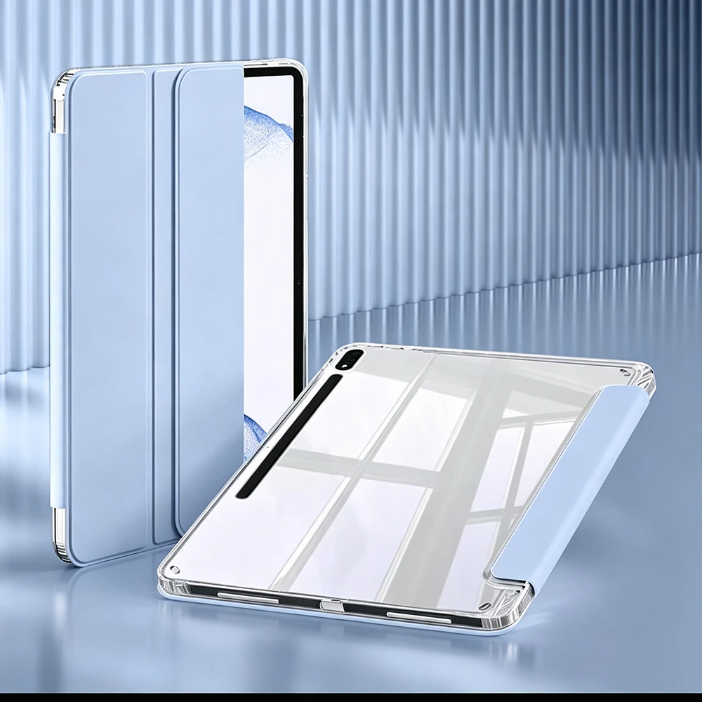 Hülle für Samsung Galaxy Tab A8 A9 A11 S6 S9 S10 FE Lite 10.4 10.5 10.9 11 X231 X210 PU-Leder-Abdeckung Transparente Acryl-Schale – Detail 1