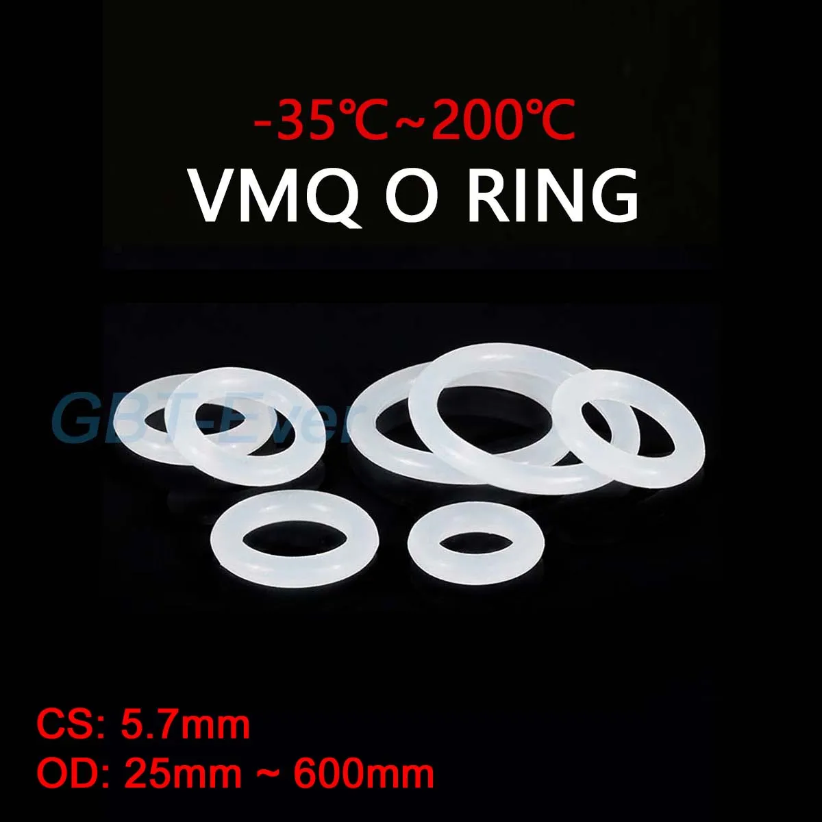 VMQ White Silicone O-Ring Gasket CS 5.7mm OD 25mm ~ 600mm Silicon O Ring Washer Food Grade Sealing Ring Waterproof & Insulated