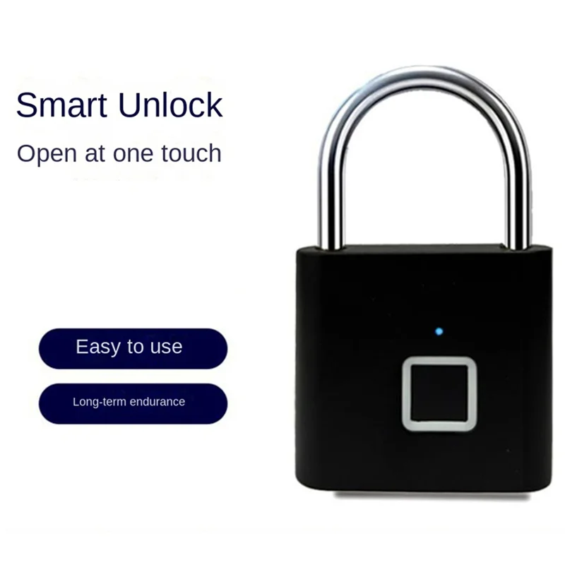 

2X Fingerprint Lock Electronic Lock Electronic Fingerprint Lock Padlock Outdoor Waterproof And Rust-Proof Black-Y47A