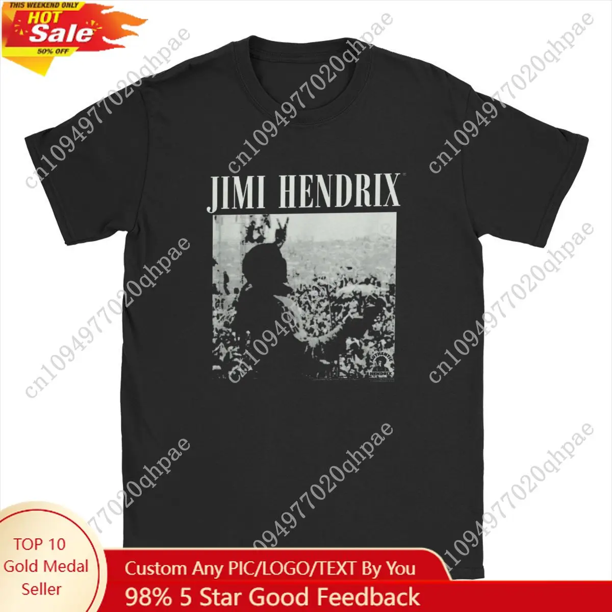 

Jimi Men's T Shirts Rock Hendrixs Live At Woodstock Vintage Guitar Singer Tees Short Sleeve O Neck T-Shirts Cotton Plus Size Top