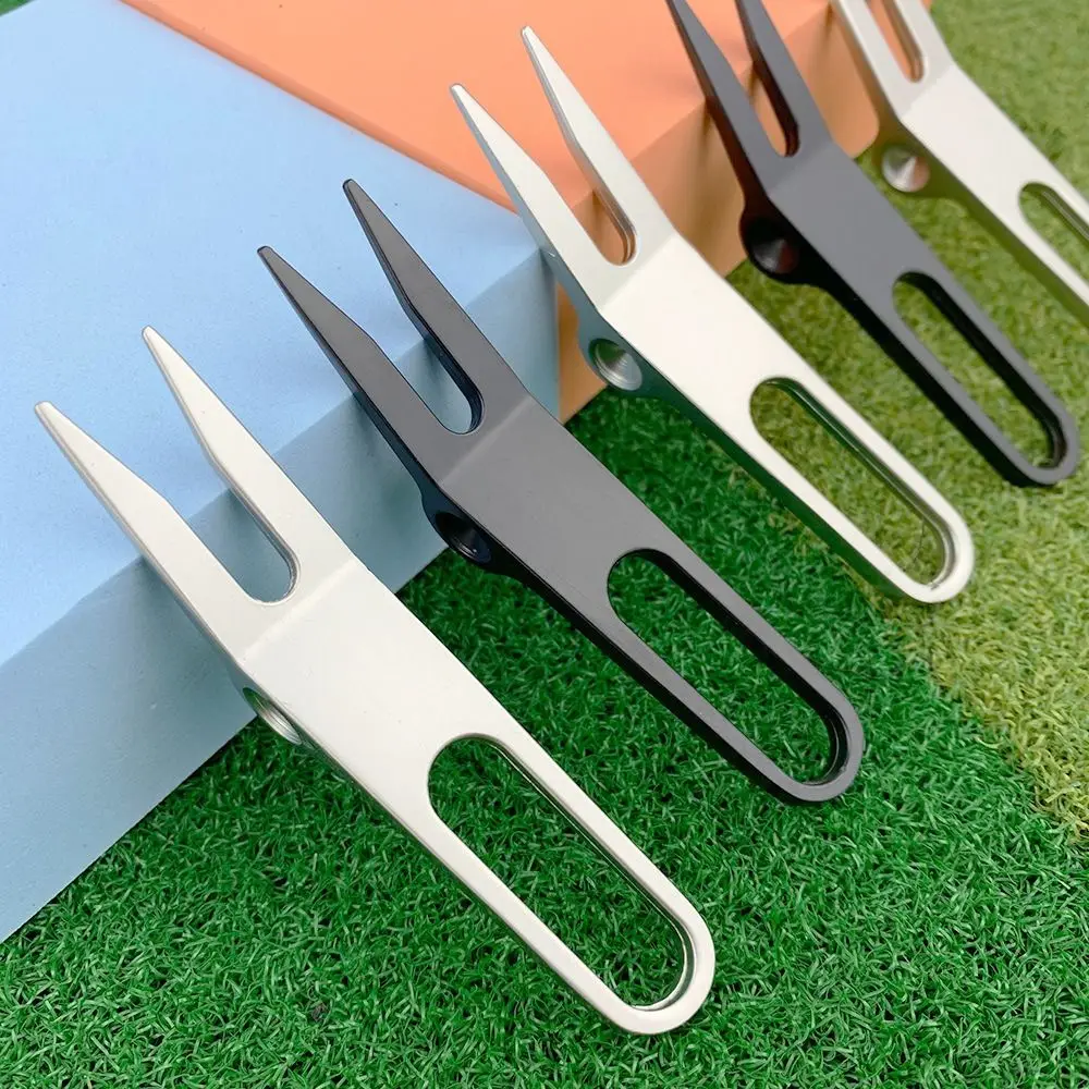 Zinc Alloy Golf Divot Pitch Repairer Tool Pitchfork Switchblade Golf Fork Three Pores Foldable Golf Divot tool Golf Training