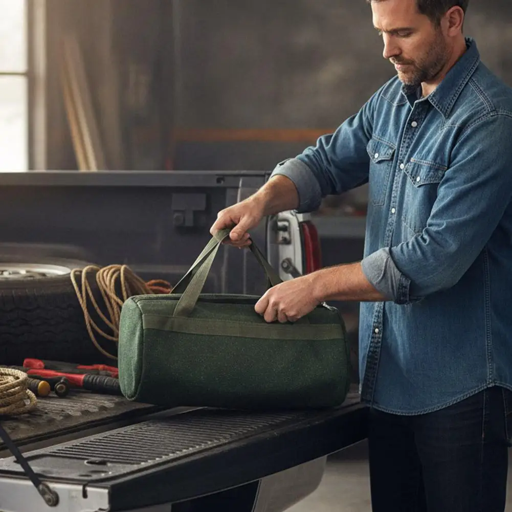 Bolsa de Ferramentas de Lona de Grande Capacidade, Organizador Multiuso Portátil para Ferramentas Manuais, Ideal para Jardinagem, Oficina e Kits de Reparo