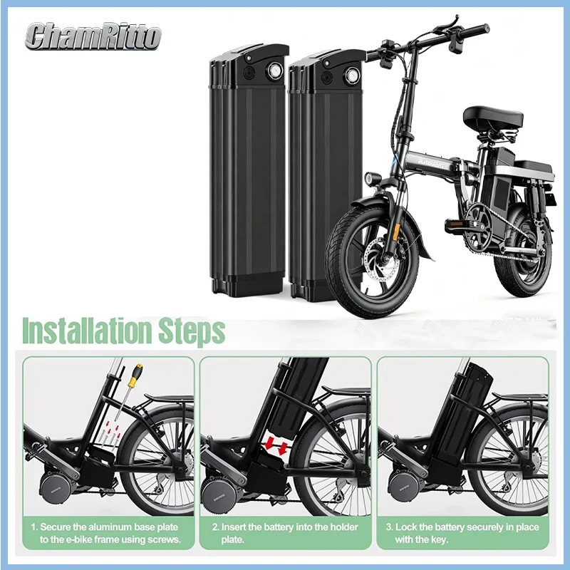 Champion48v 30ah Silver Fish EBike Lithium Battery 52 Volt 45ah Batterie Vélo 36v 13Ah Duotts S26 Battery 60v 72v 20ah 40ah 50ah