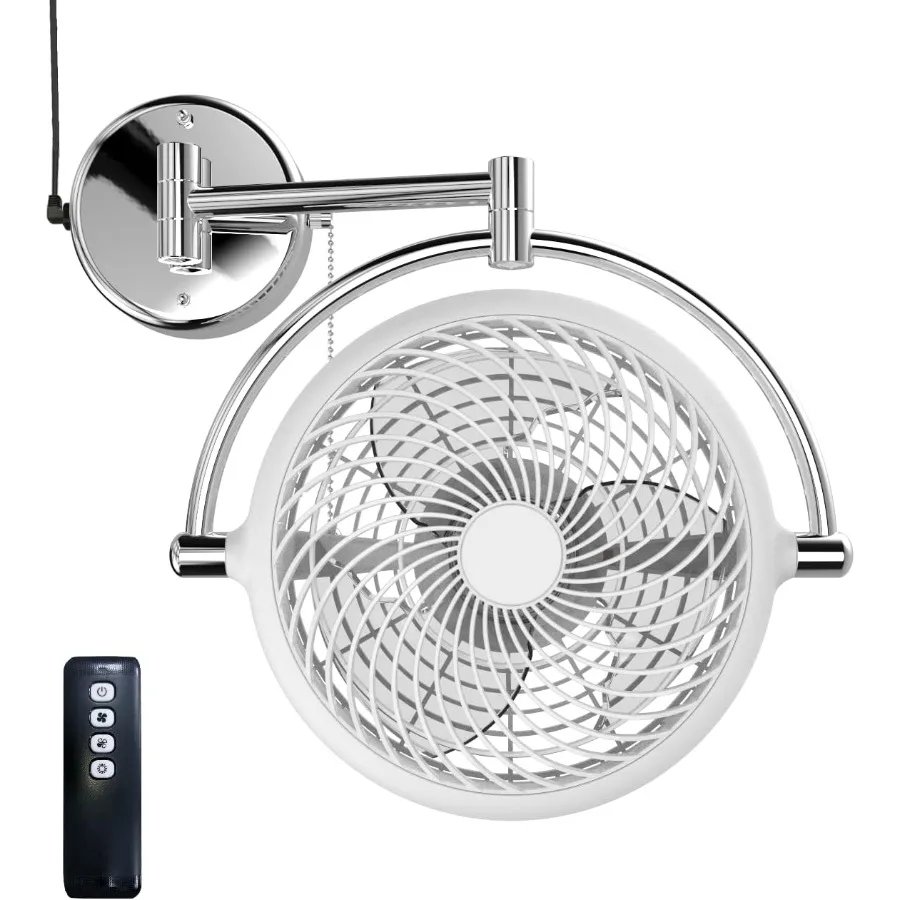 

VIVI-DC 10 дюймов. Настенный поворотный вентилятор со складным кронштейном белого цвета — идеально подходит для спален и офисов в помещении. Регулировка.