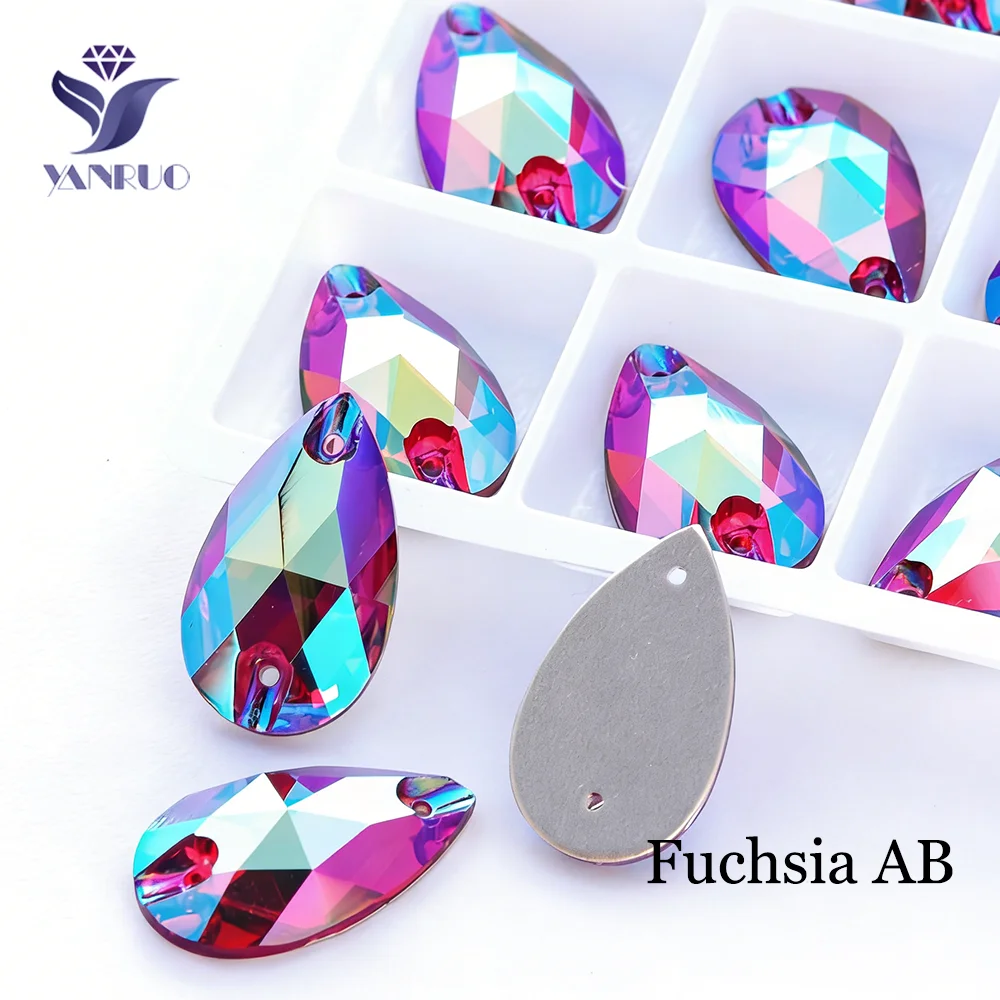 YANRUO 3230 Drop Boutique AB Aufnähbarer Charm mit Glasoberfläche, aufgenähte Strasssteine, Kristalldekoration zum Nähen für Hochzeitskleider – Detail 1