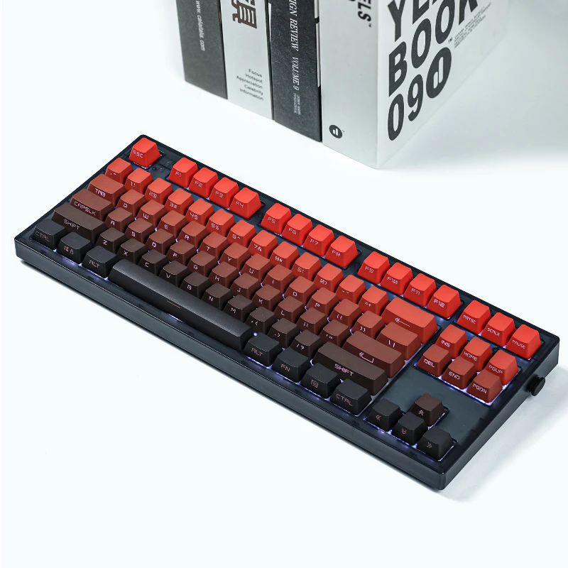 Lucky Red Keycap Side Carving Light Transmission Gradient OEM Height PBT Thermal Sublimation Custom Mechanical Keyboard Keycaps