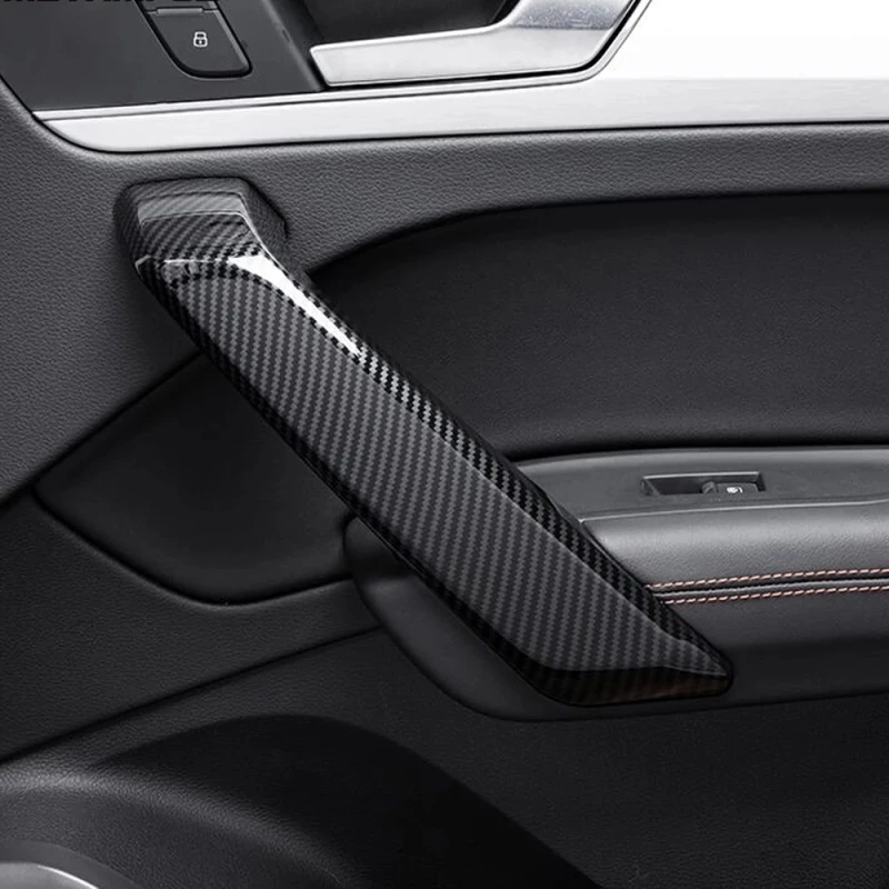 For Audi Q5 Fy Sportback Sq5 2017-2022 Abs Carbonfiber Door Armrest Inner Handshake Panel Interior Handle Pull Trim