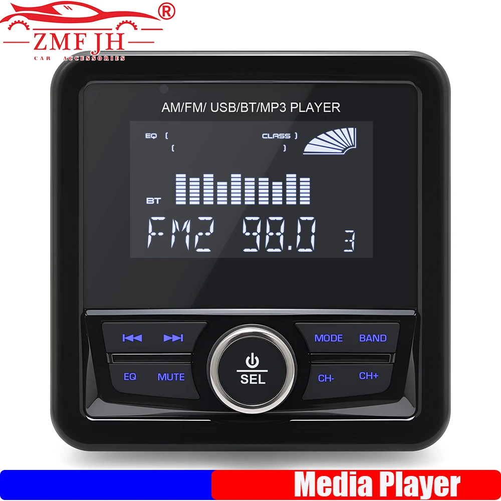 MAIMEIMI Radio marina barco estéreo Bluetooth compatible FM AM medios digitales Audio reproductor MP3 impermeable para yate ATV UTV Golf
