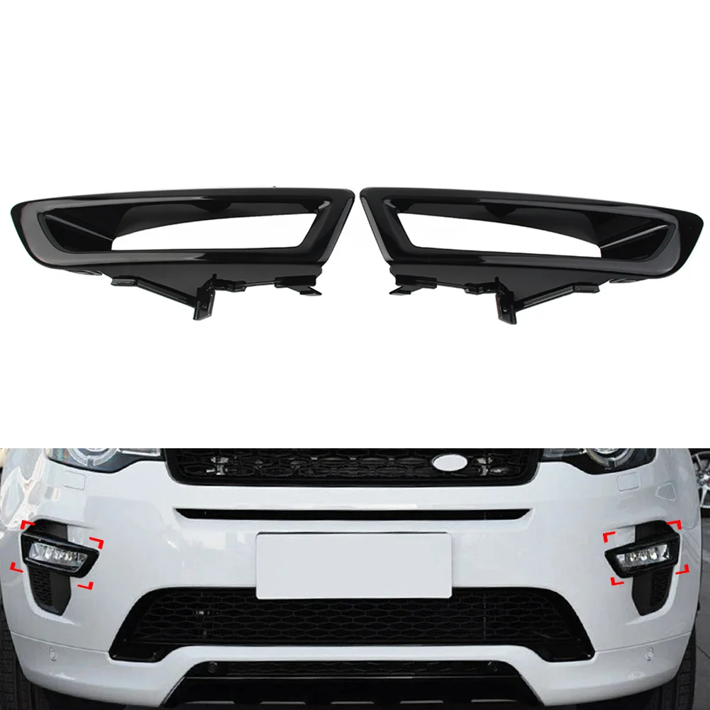 

1Pcs Gloss Black Car Front Bumper Fog Light Cover Decoration Trim For Land Rover Discovery Sport 2015-2018