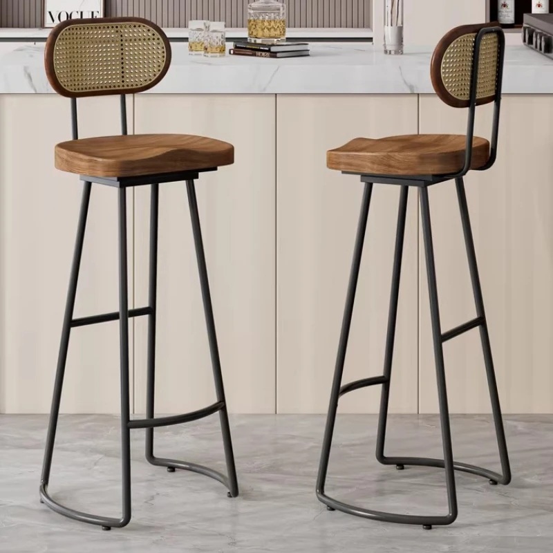 Commercial Solid Wood Bar Stool with Backrest Counter Height Chair Wooden Kitchen Island Stool Outdoor Indoor Pub Dining Chair