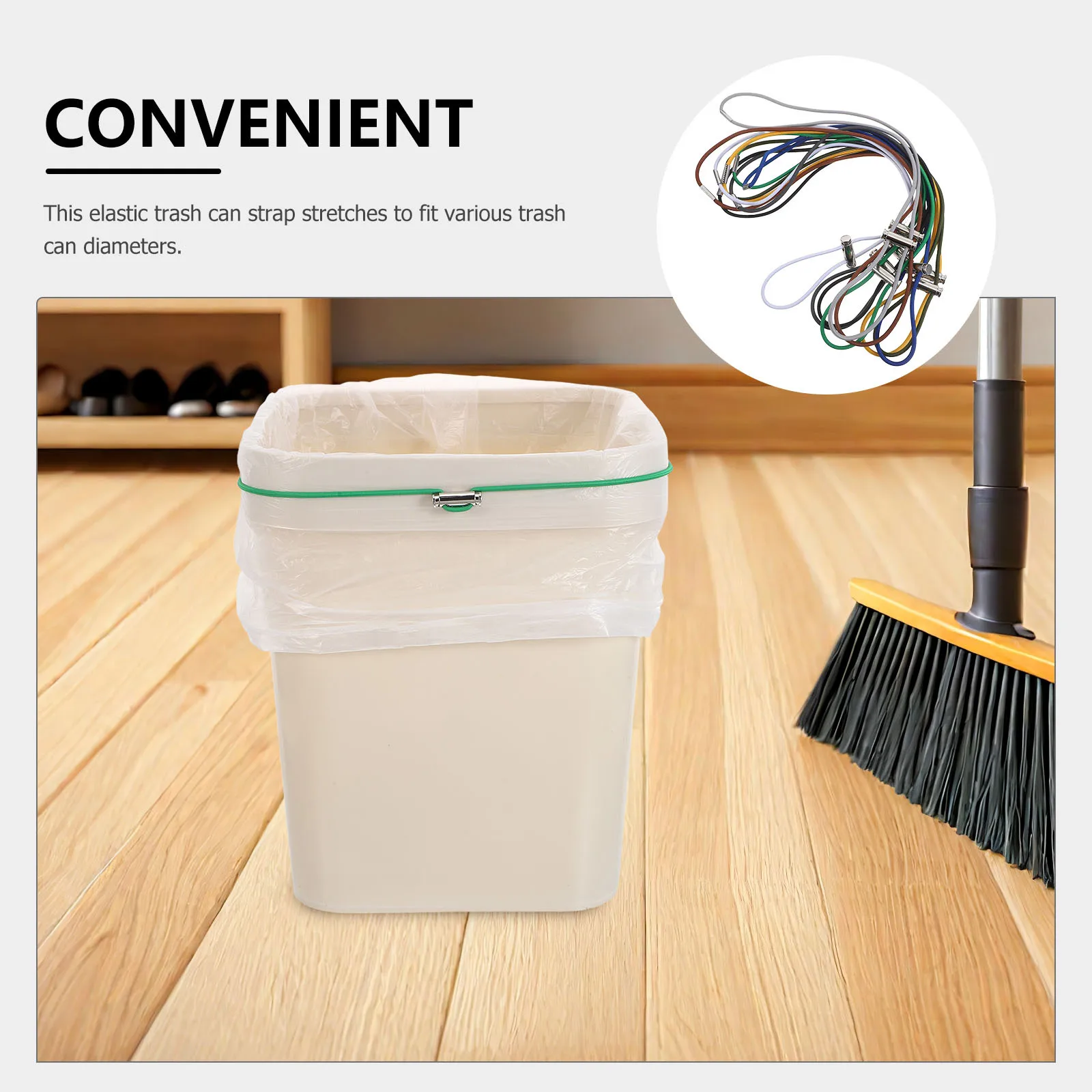 9pcs Garbage Can Bands Adjustable Elastic Trash Bin Strap For Kitchen Tables Picnic Party Waste Basket Litter Box Cord