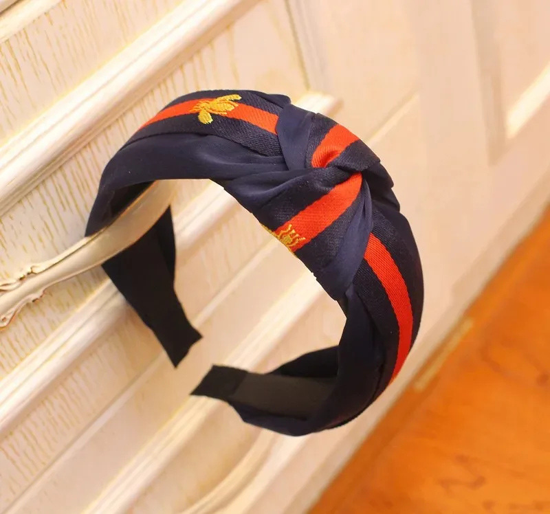2025 موضة جديدة هيرباند عقال للنساء موضة عمامة مخطط رباط شعر نمط النحل طباعة إكسسوارات الشعر #4