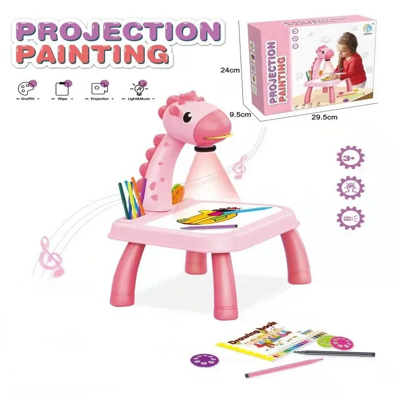 Kids Drawing Projector Learning Desk Educational Tool Painting Playset Tables Boys/Girls Toys Puzzle Painting Projection