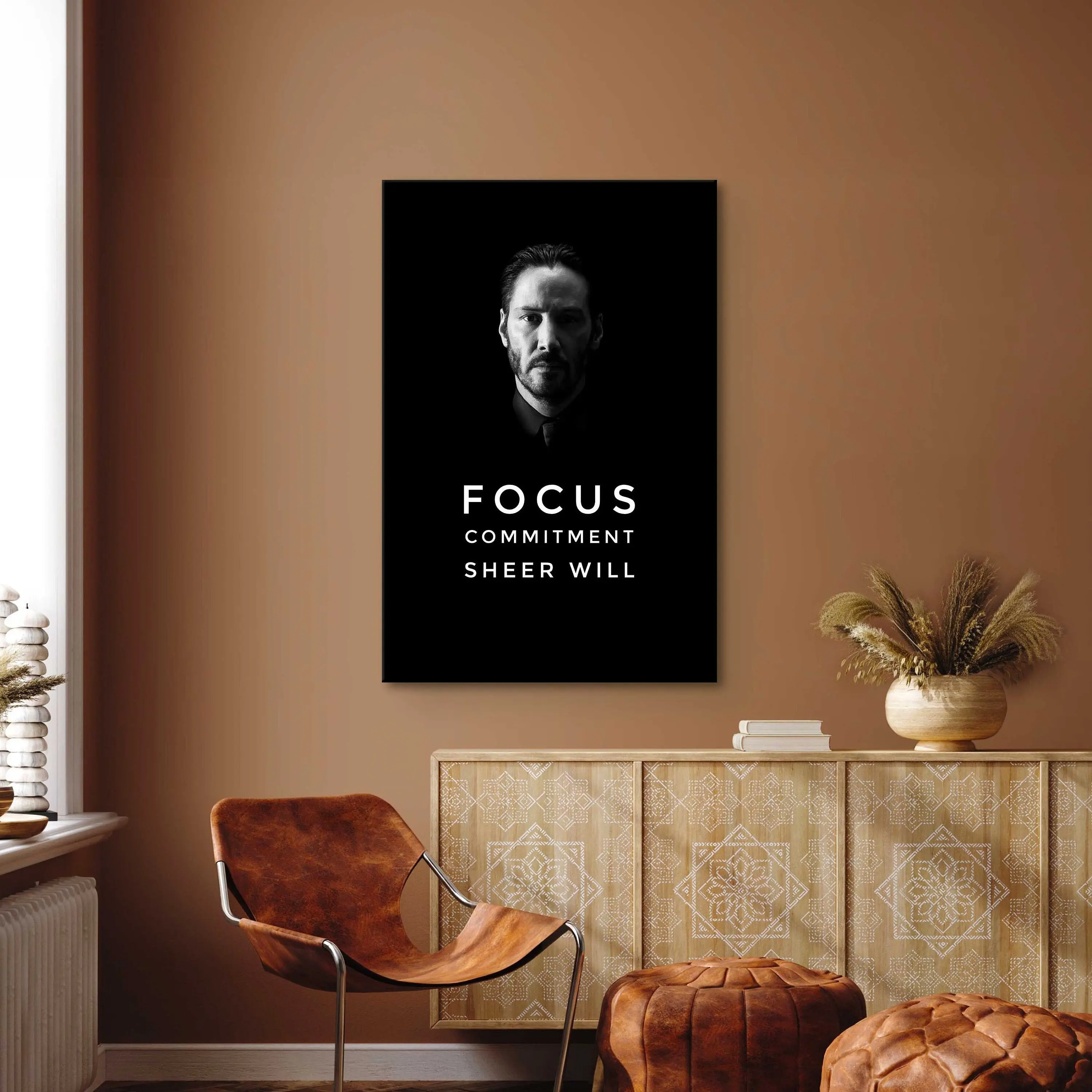 1pc Canvas Poster , Print Wall Art John Wick Portrait Canvas John Wick Motivational Print Focus Commitment Sheer Will Keanu Reev