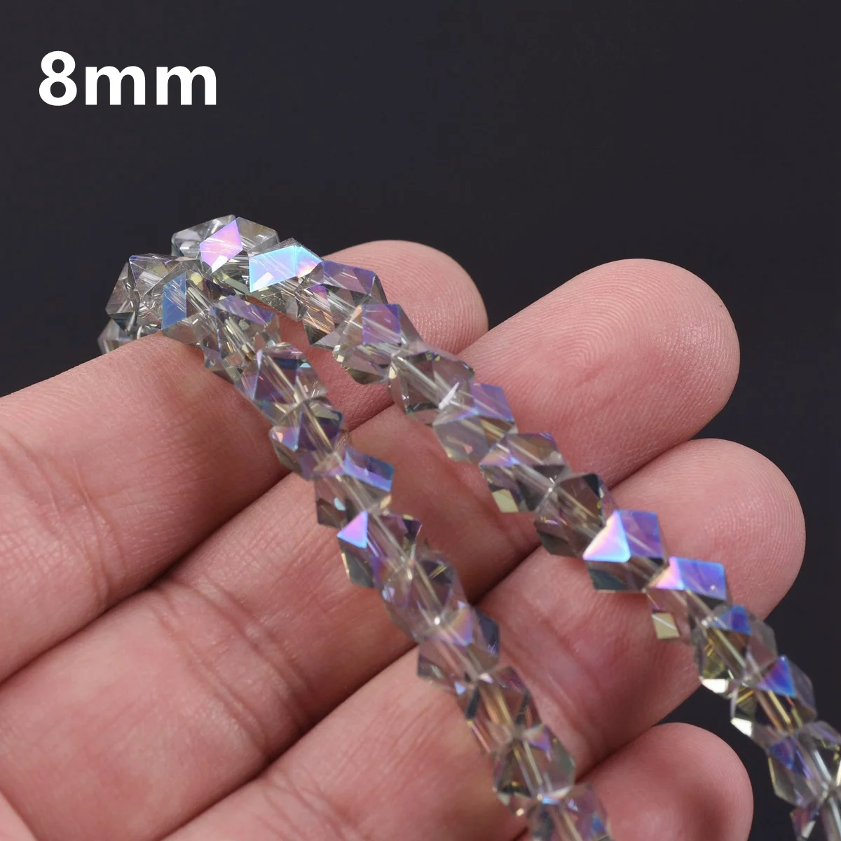 6mm 8mm Polyhedron Shape Faceted Crystal Glass Loose Crafts Beads For Jewelry Making DIY Crafts Findings