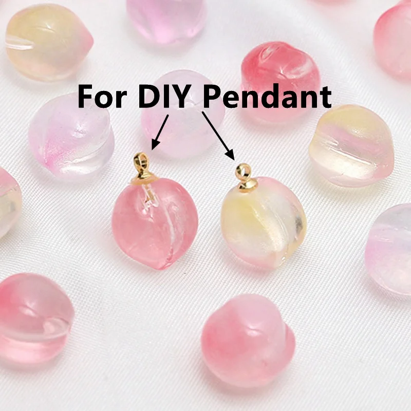 10pcs Peach Shape 12mm Half Hole Lampwork Crystal Glass Loose Beads Lot For Jewelry Making DIY Pendants Findings