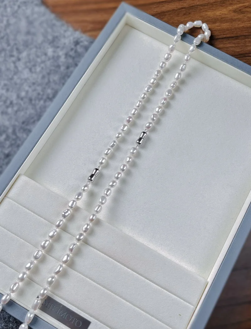 8mm Natural Luxury Baroque Pearl Collar Necklace Women Elegant Simple Torques Choker Necklace 925 Sterling Silver Jewelry 40CM