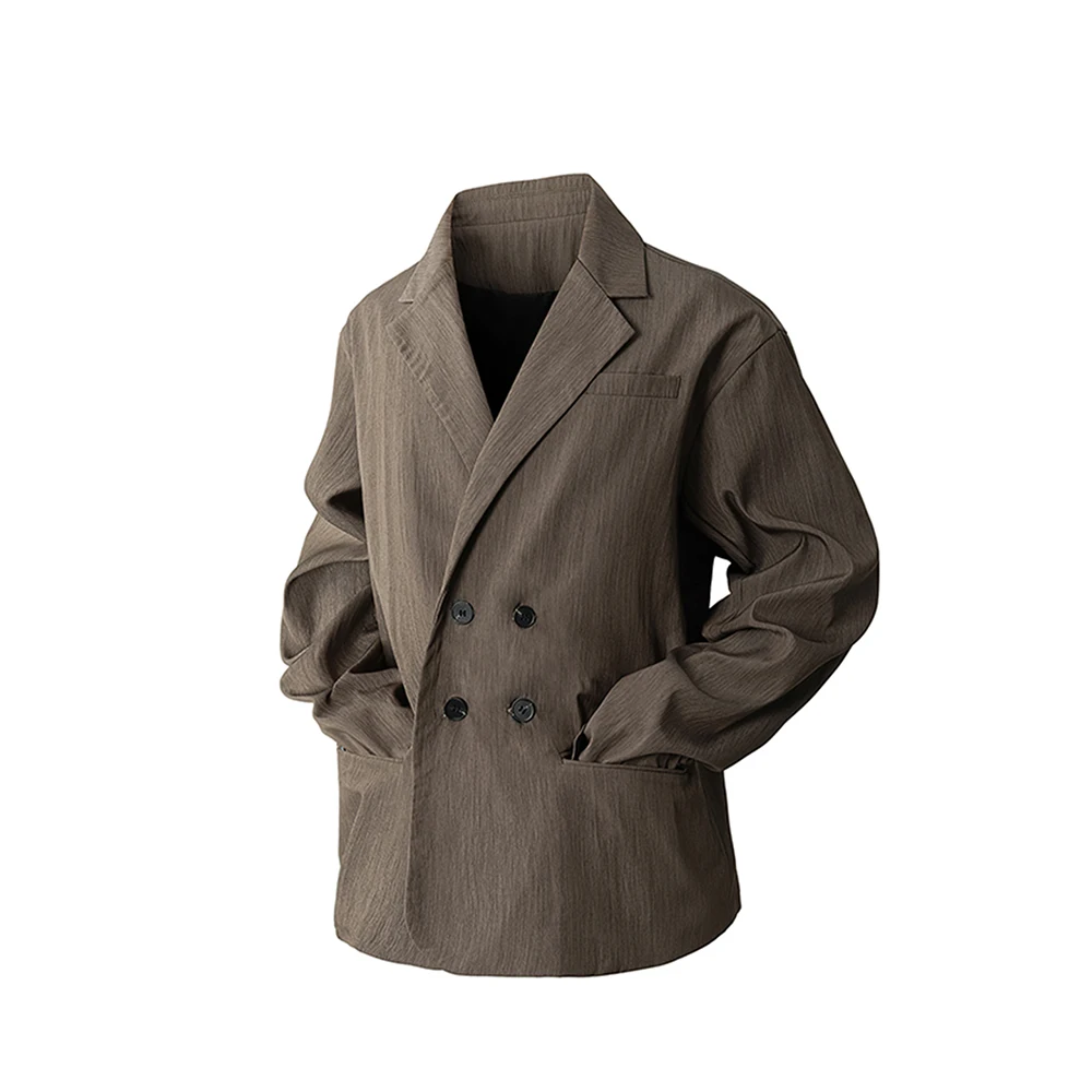 

Japanese Retro Solid Double-Breasted Men's Suit Jacket Trendy Casual Shirt High-End Jacket Men's Loose Spring Autumn Outerwear