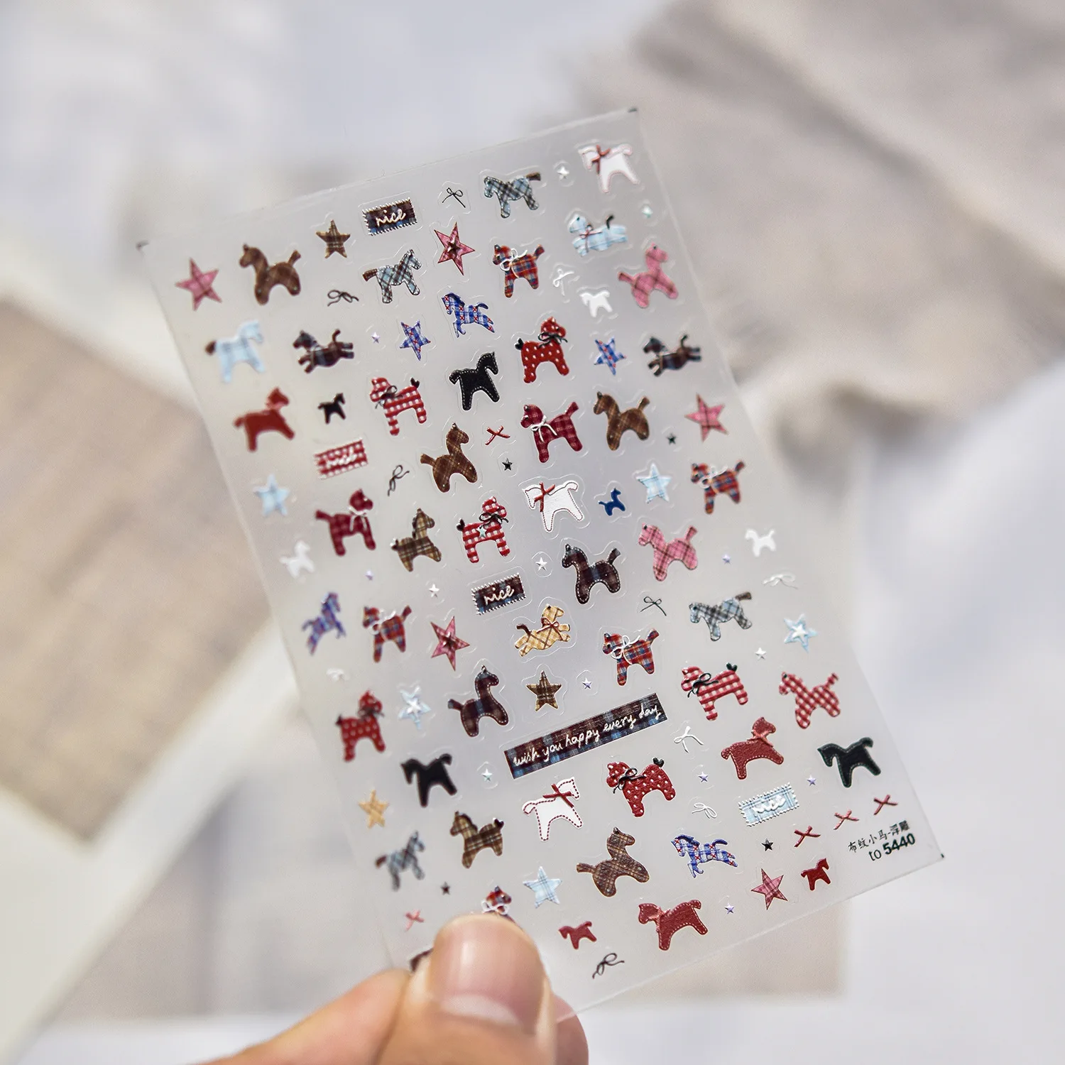 Pegatinas de tela simples y elegantes para decoración de uñas de caballo, calcomanía adhesiva de alta calidad, decoración de manicura, T-5440