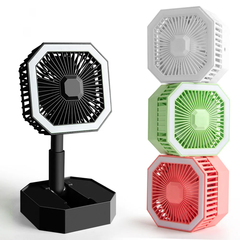 2 In 1 Mini Cooling Fan With Led Ligh Portable Foldable Adjustable Angle USB Rechargeable Air Cooler Fan For Home Office Outdoor