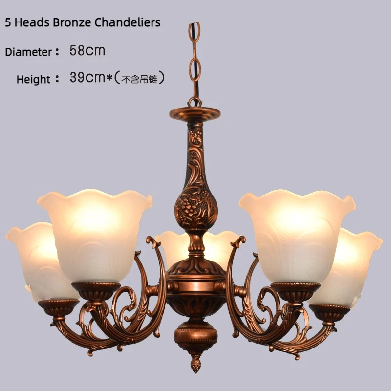 

Black Chandelier Lamp Golden/Bronze Mental Pendant Lights For Living Room Decoration Home Led Light With Glass Lampshade Rushed