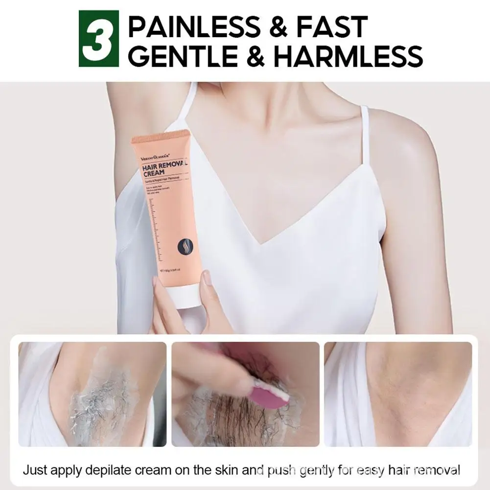 كريم إزالة الشعر غير مؤلم ، الإبط ، الساقين ، الأسلحة ، إصلاح الشعر ، مزيل الشعر ، مغذي ، مثبط الجسم ، العناية مزيل ، 100g ، D9N5