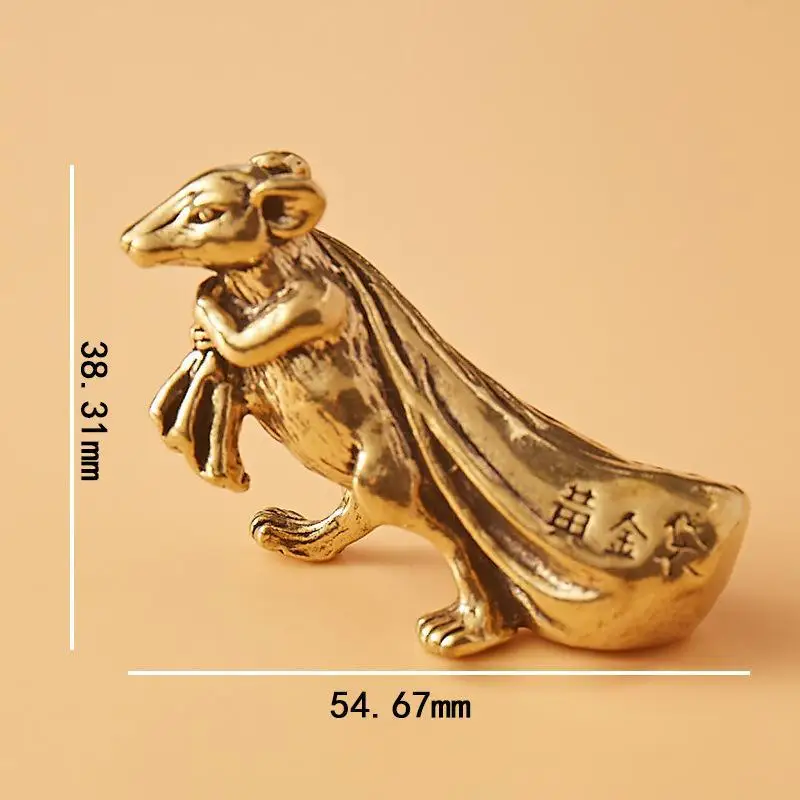 Gold Kangaroo Ornament Twelve Zodiac Rat Brass Craft Tea Pet Home Chinese Style Solid Decoration Small Ornament