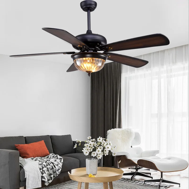 Outdoor Waterproof Sun Protection DC Motor 35W Ceiling Fans Glass House Courtyard Summer House Ceiling Fan Lighting