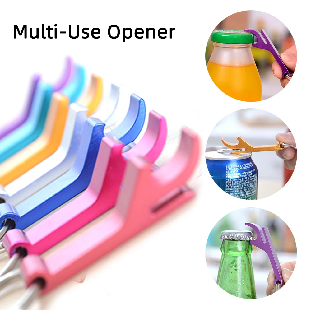 1 Piece Multi Function Use Wine Can Bottle Openers Keychain Kitchen Accessories Various Colors Alloy Opener Tool