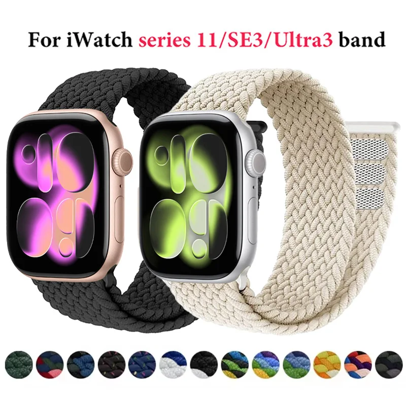 Geflochtene Schlaufe für Apple Watch Band 44 mm 40 mm 45 mm 41 mm Ultra2/3 49 mm Correa-Armband iWatch-Serie 11/10 42/46 mm 9 se3 8 Armband