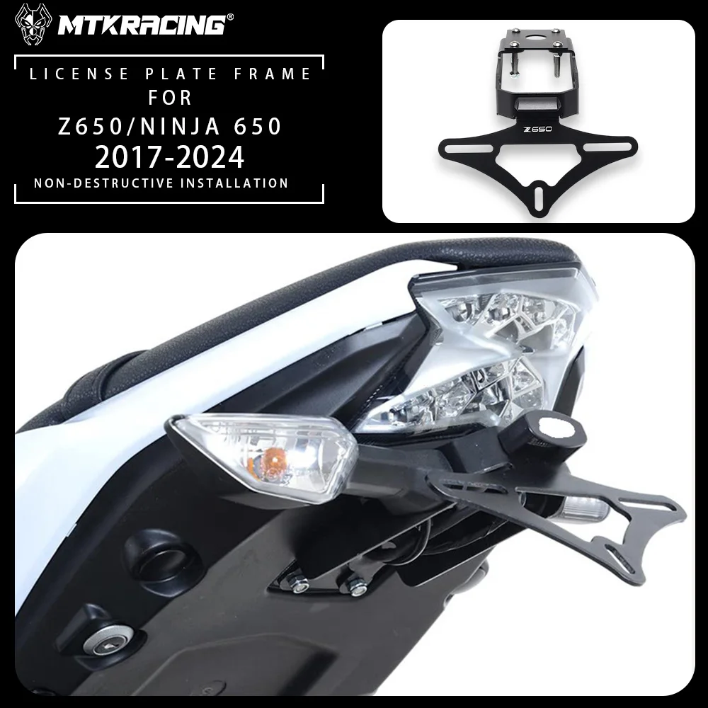 

For KAWASAKI Z650/ninja 650 2017-2024 Motorcycle License Plate Holder Bracket Turn Signal Indicator Flowing LED Lights