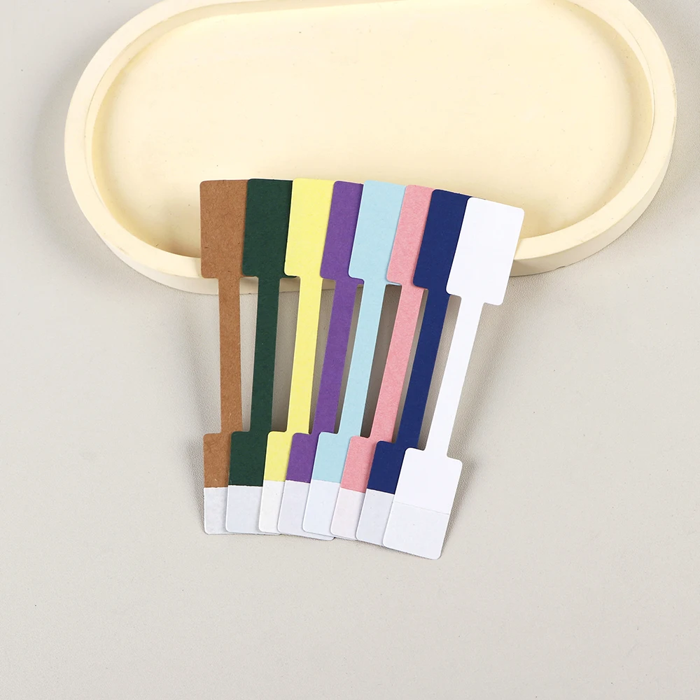 100/200 Stück quadratische Preisschild für Schmuck, leere Display-Aufkleber, Karte, selbstklebende Halskette, Armband, Mix, 8 Farben, Etikettenverpackung – Detail 11