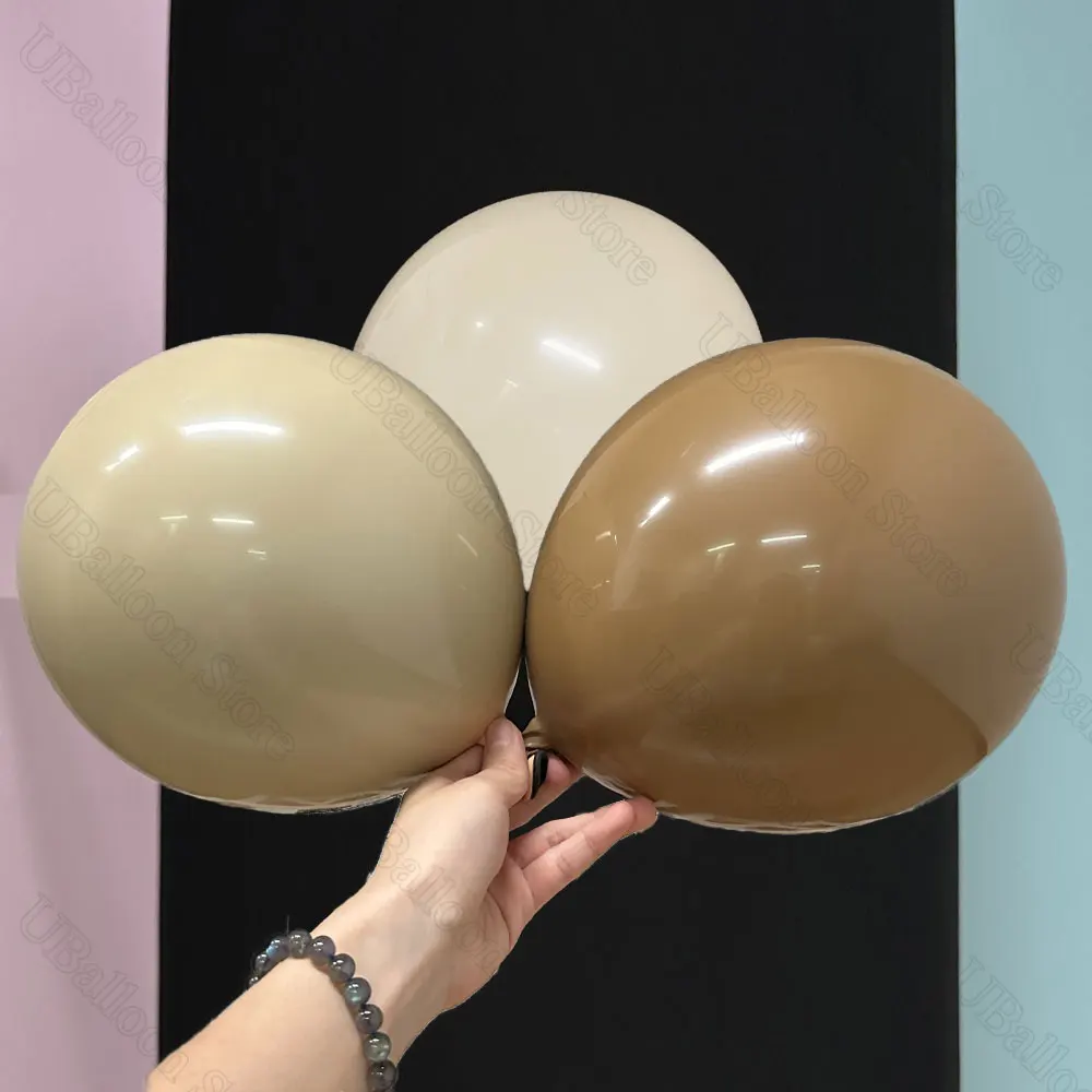 Double Stuffed Apricot Balloons 5/18Inch Double-Layers Boho Brown Cream Peach Caramel Balloons for Birthday Baby Shower Decor