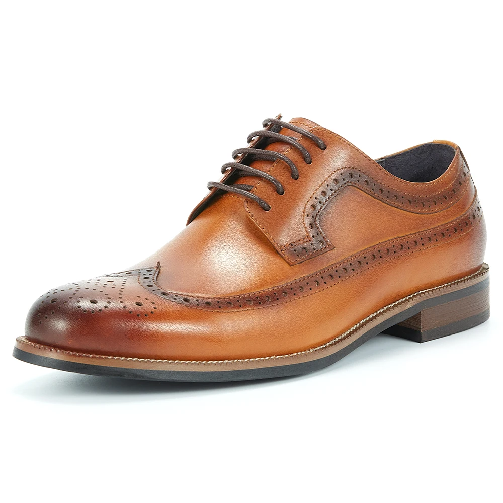 2024 Vintage Italy High Quality Genuine Leather Brogue Style Derby Dress Business Party Daily Life Dress Shoes for Men