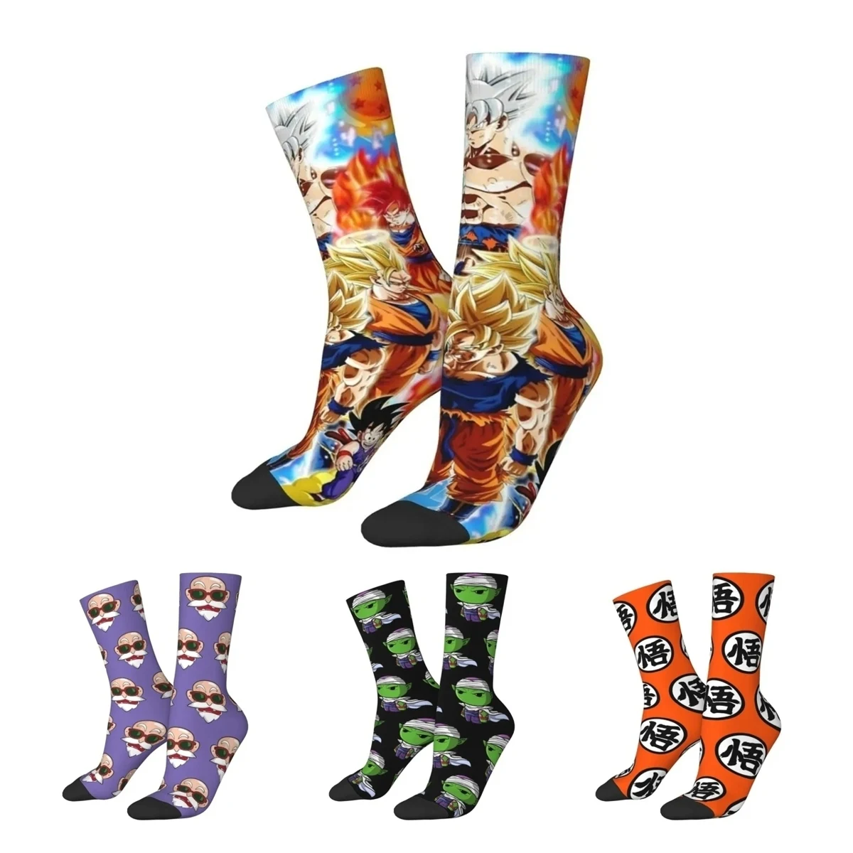 Colorful Anime Basketball Socks Gokus Vegetas Polyester Crew Masters Roshis Socks for Women Men